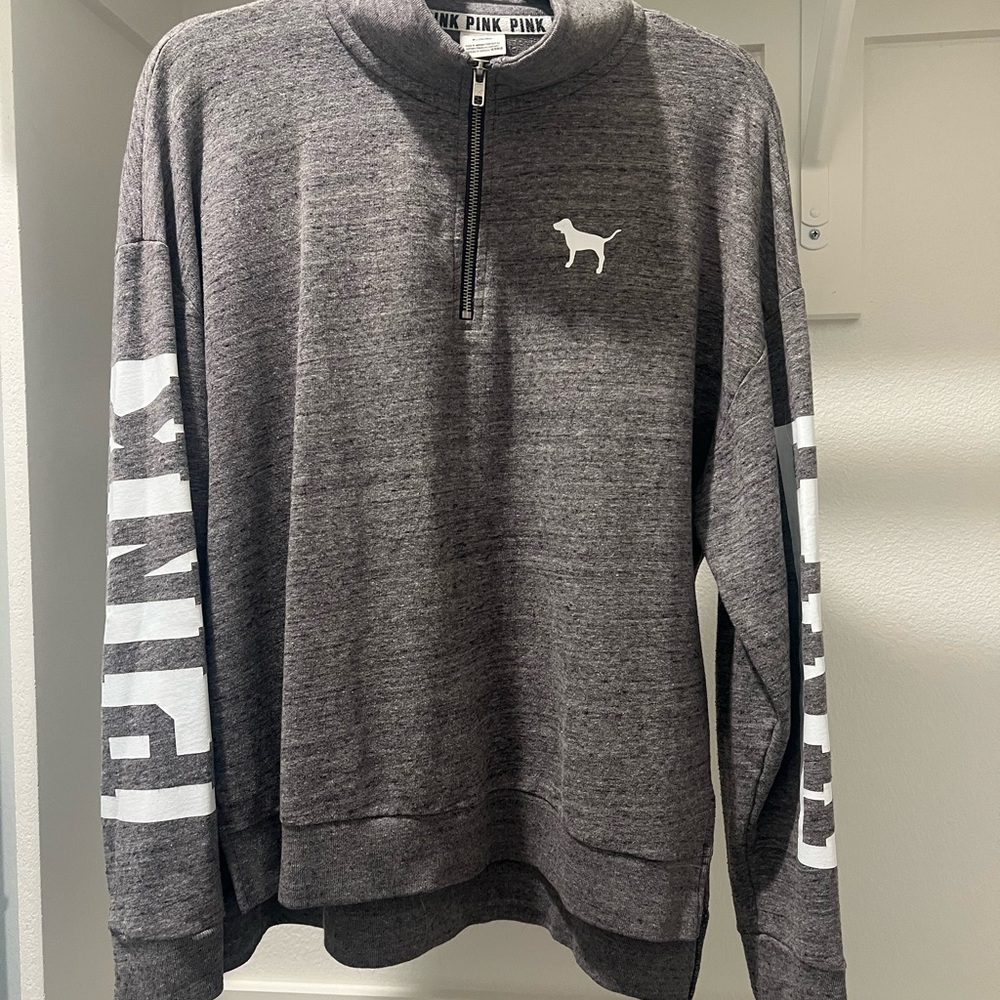 Victoria's Secret PINK women's Charcoal Zip-Up Sweater